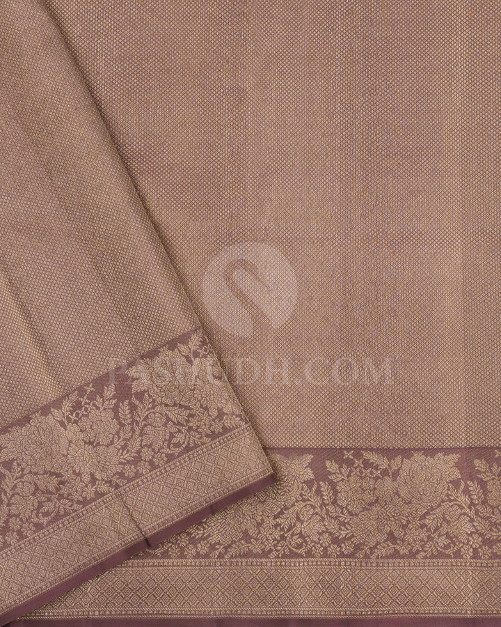 Cream And Mild Coffee Brown Kanjivaram Silk Saree -D594(C)