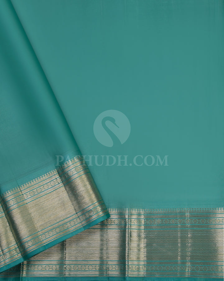 Peacock Green Kanjivaram Silk Saree - DJ191 - View 3