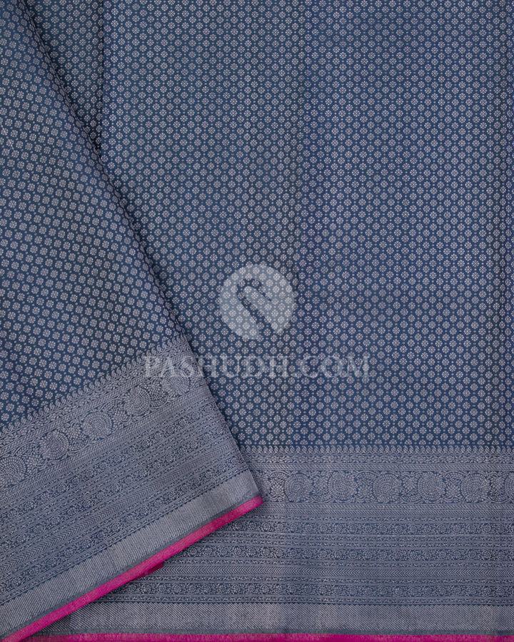 Pigeon Blue Kanjivaram Silk Saree - D475