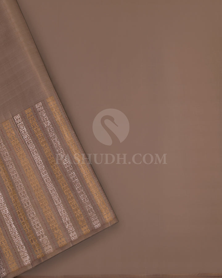 Pink Grey Kanjivaram Silk Saree - S700 - View 4
