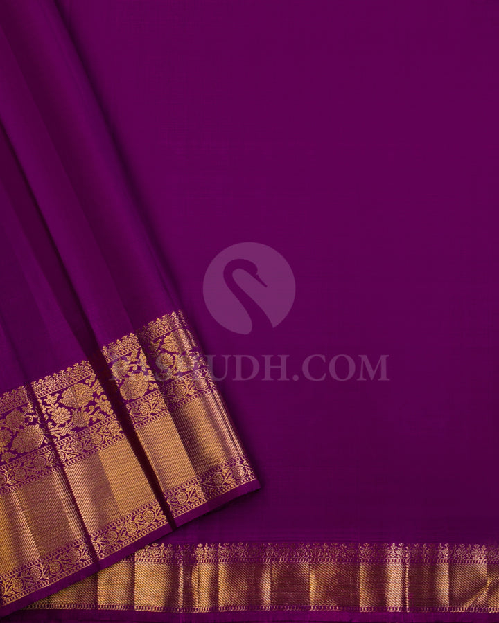Powder Blue and Violet Kanjivaram Silk Saree - S964