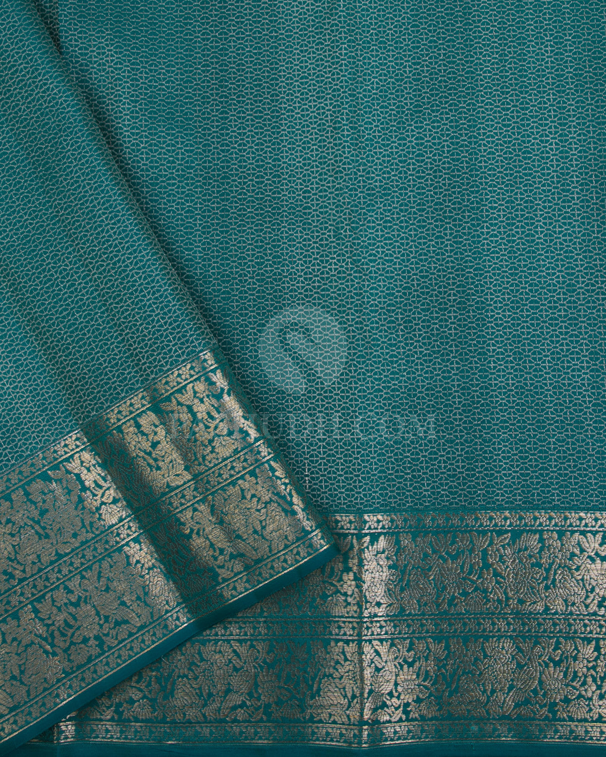 Turquoise Blue and Teal Kanjivaram Silk Saree - DT255(A) - View 2