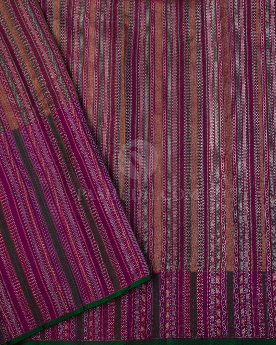 Purple, Magenta, Red & Green Kanjivaram Silk Saree - DJ292(A) - View3