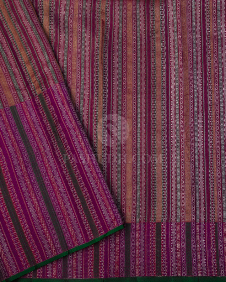 Purple, Magenta, Red & Green Kanjivaram Silk Saree - DJ292(A) - View3