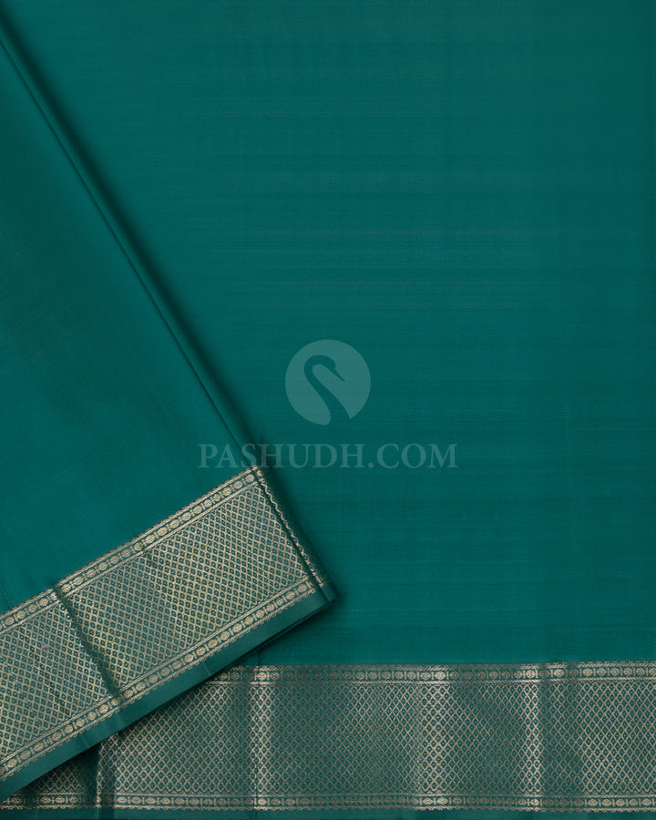 Purple  Green and Teal Kanjivaram Silk Saree - DJ225 - View 3