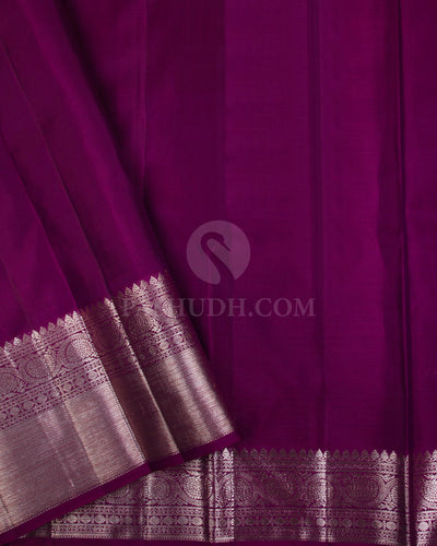 Bright Baby Pink & Violet Kanjivaram Silk Saree - S1093(A) - View 3