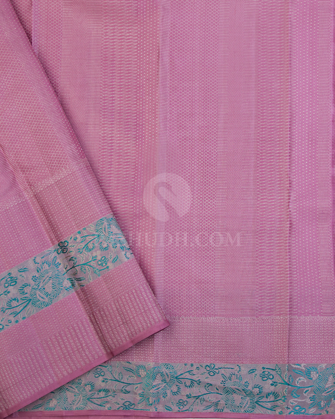 Pink & Green Kanjivaram Silk Saree - DT222 - View 2