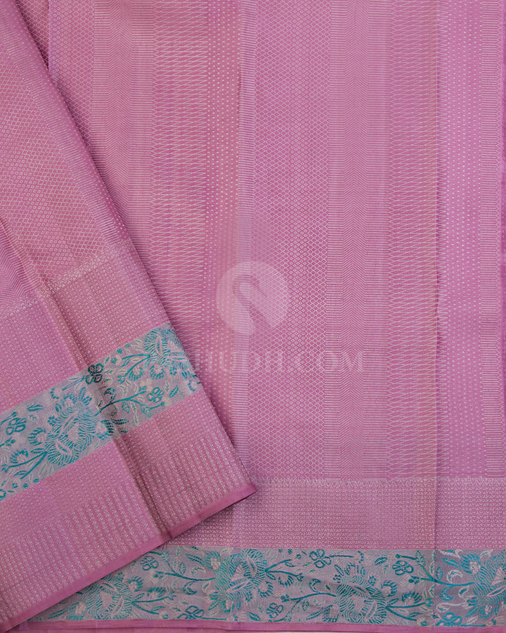 Pink & Green Kanjivaram Silk Saree - DT222 - View 2