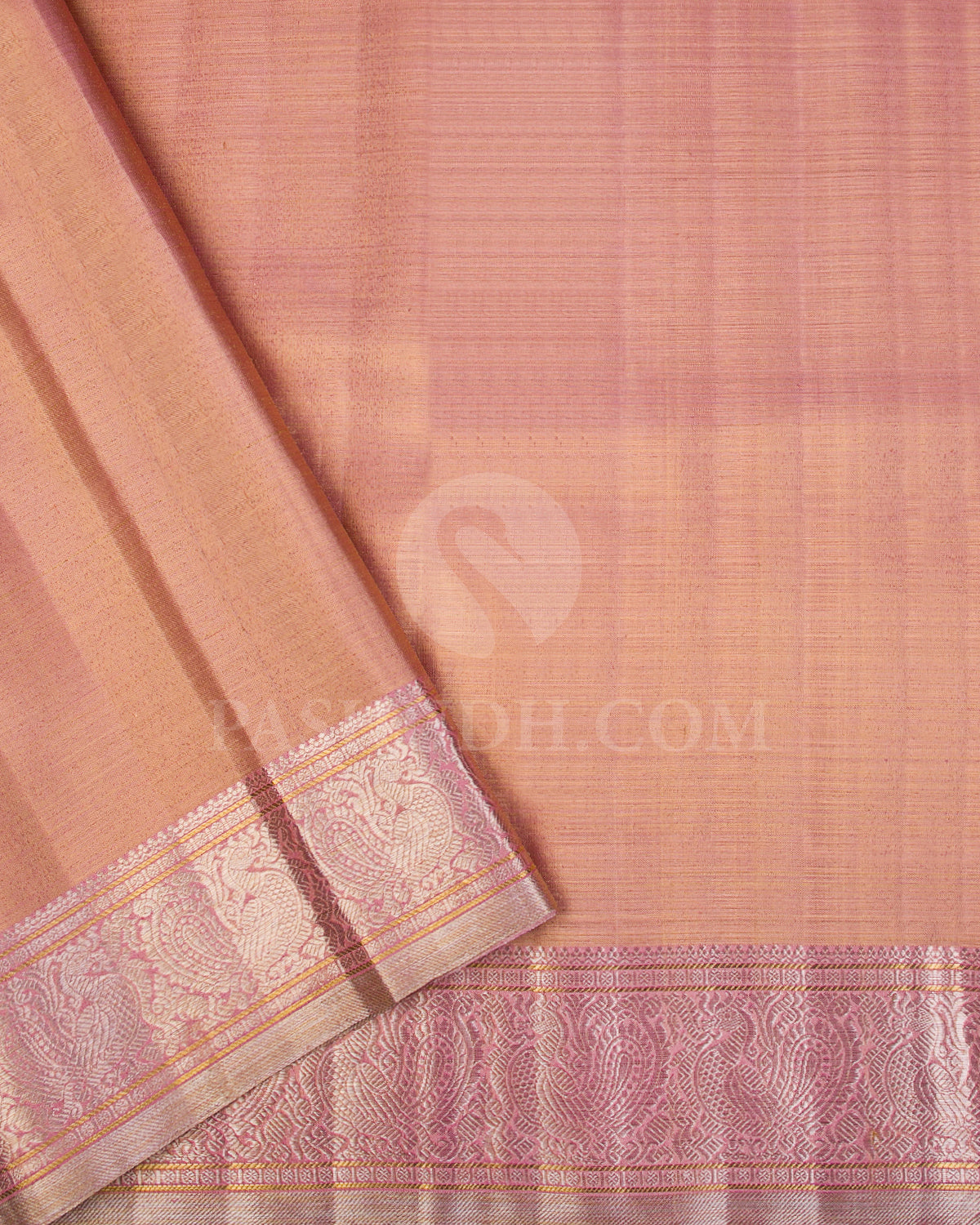 Parrot Green And Baby Pink Pure Zari Kanjivaram Silk Saree - P157(A) - View 3