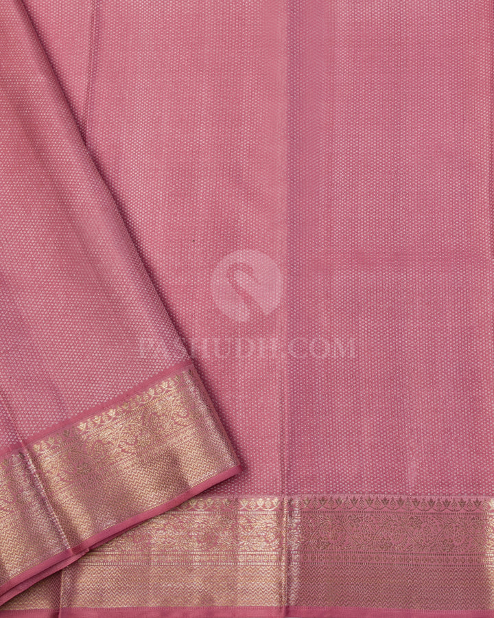 Lavender Rose & Peach Kanjivaram Silk Saree - D513(A) - View 2