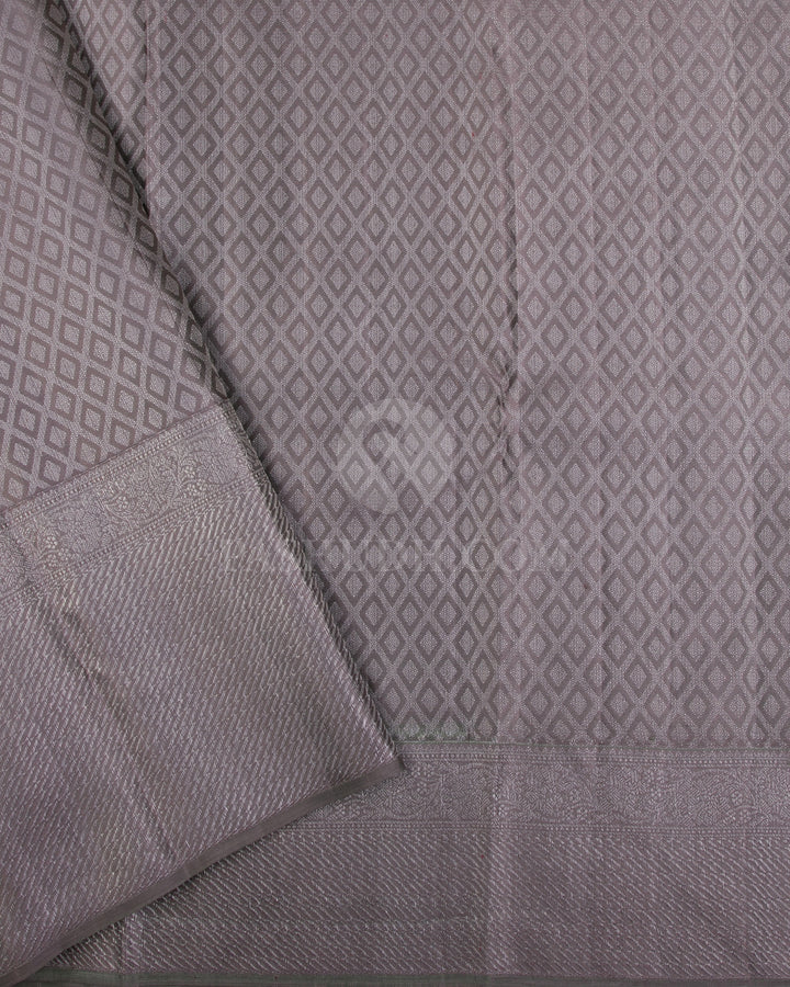 Powder Blue, Teal and Grey Kanjivaram Silk Saree - D525(A) - View 2