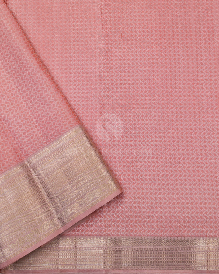 Pink and Peach Kanjivaram Silk Saree - D449 - View 3