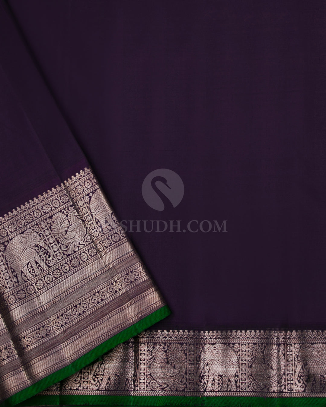 Light Green & Navy Blue Zari Kanjivaram Silk Saree - S826 -View 4