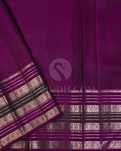 Mild Pink And Violet Kanjivaram Silk Saree - S1177(A) - View 3