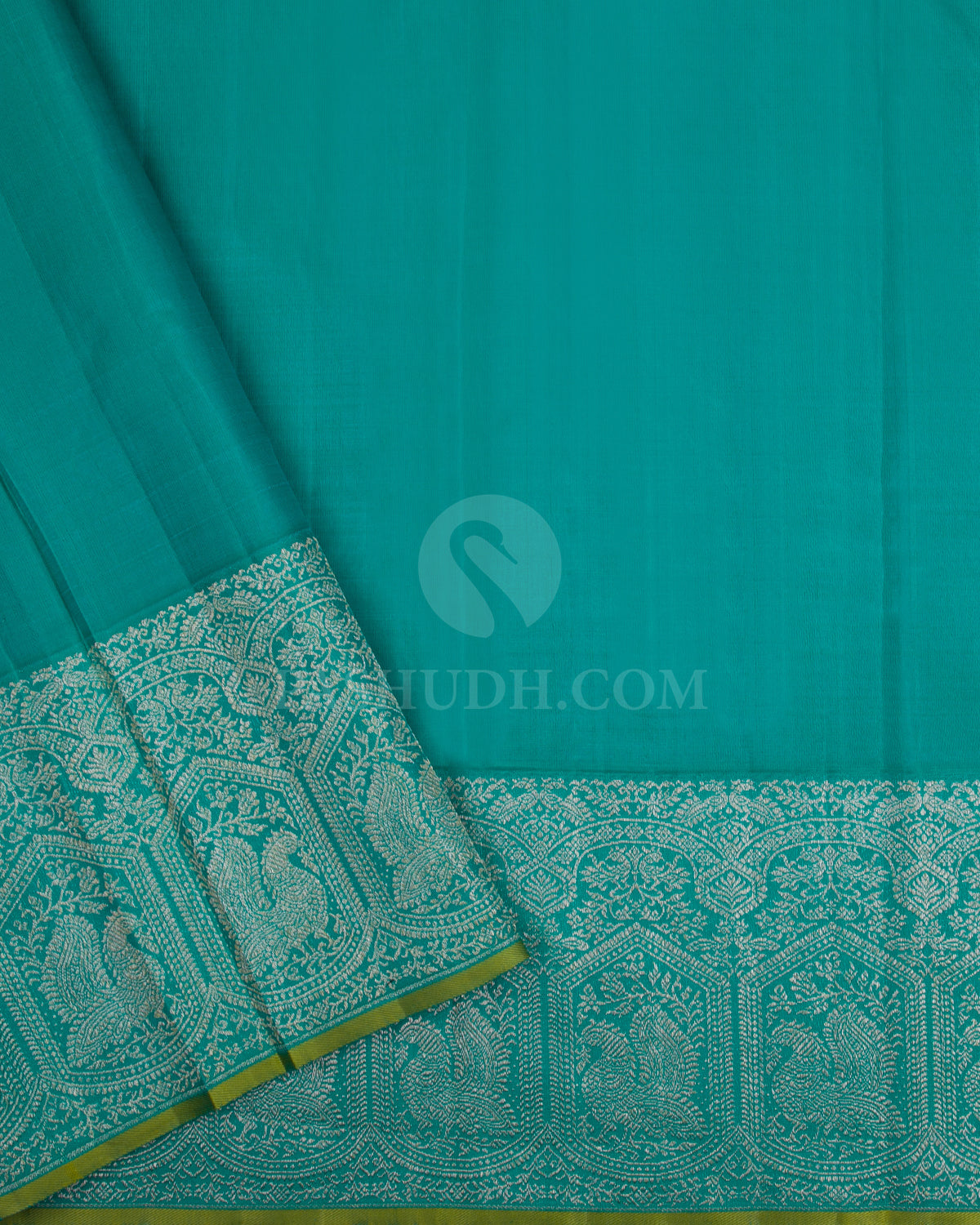 Ivory & Anandha Blue Kanjivaram Silk Saree - S1110(A) - View 2