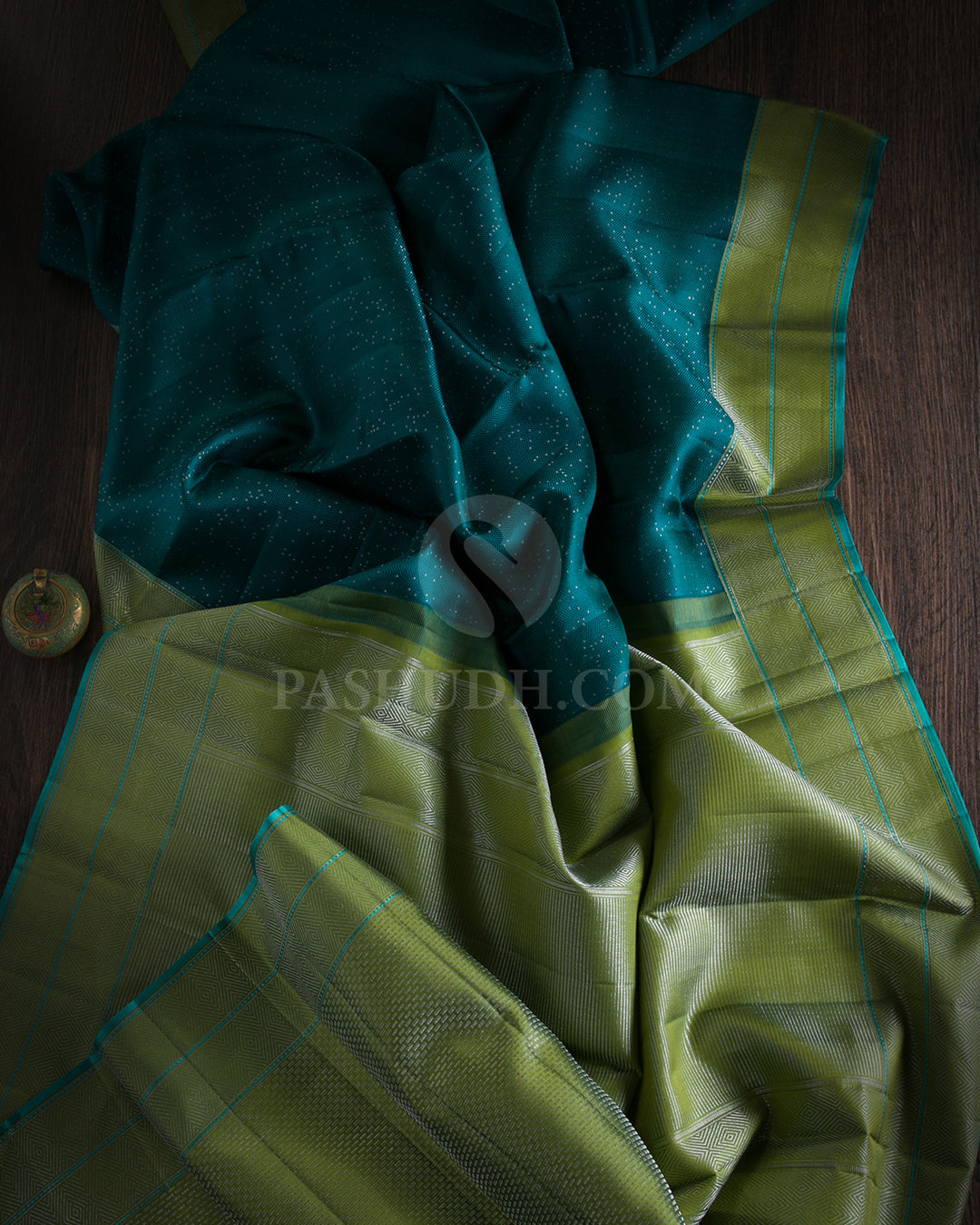 Pine Green and Pear Green Kanjivaram Silk Saree - DJ275(A)