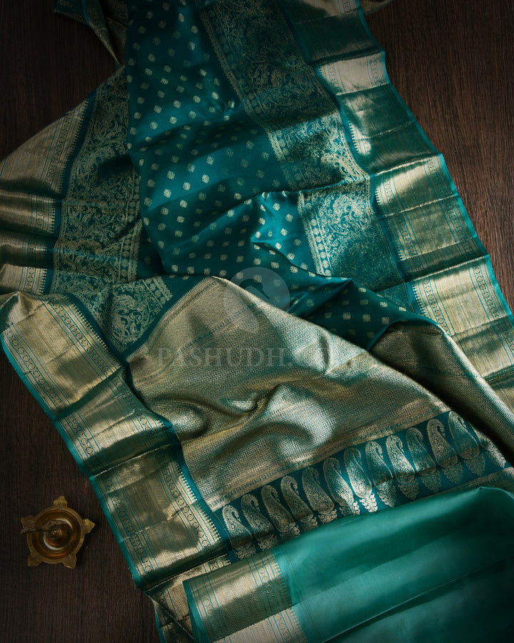 Peacock Green Kanjivaram Silk Saree - DJ191 - View 1
