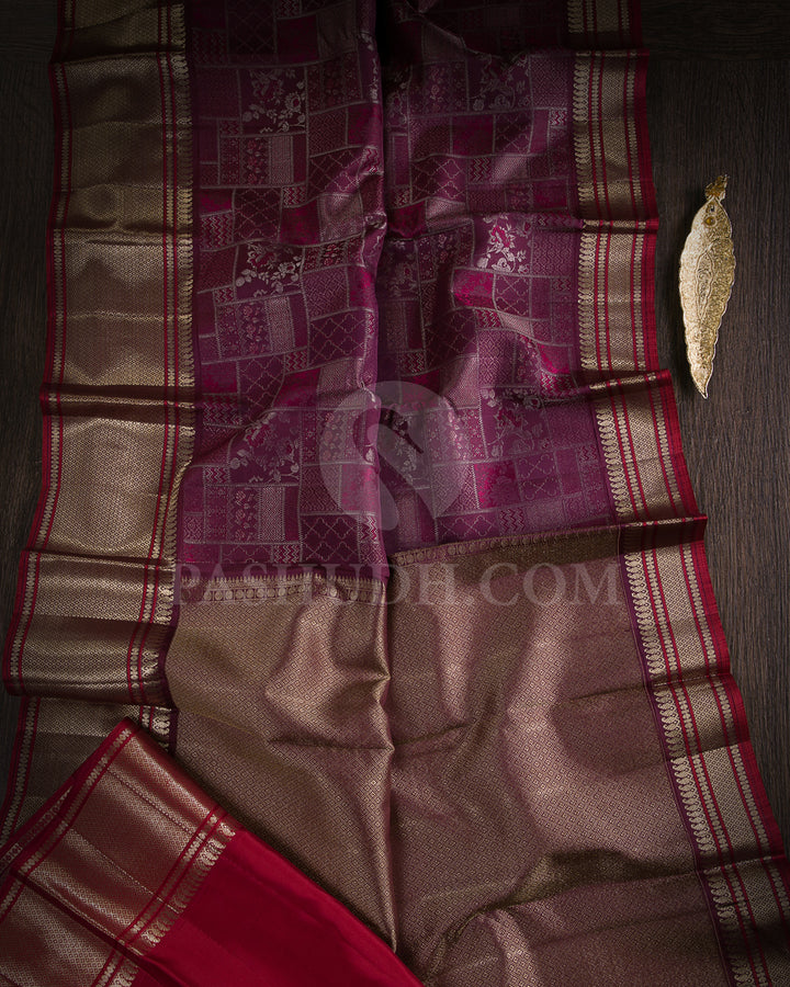Purple And Red Kanjivaram Silk Saree - DJ326(A)