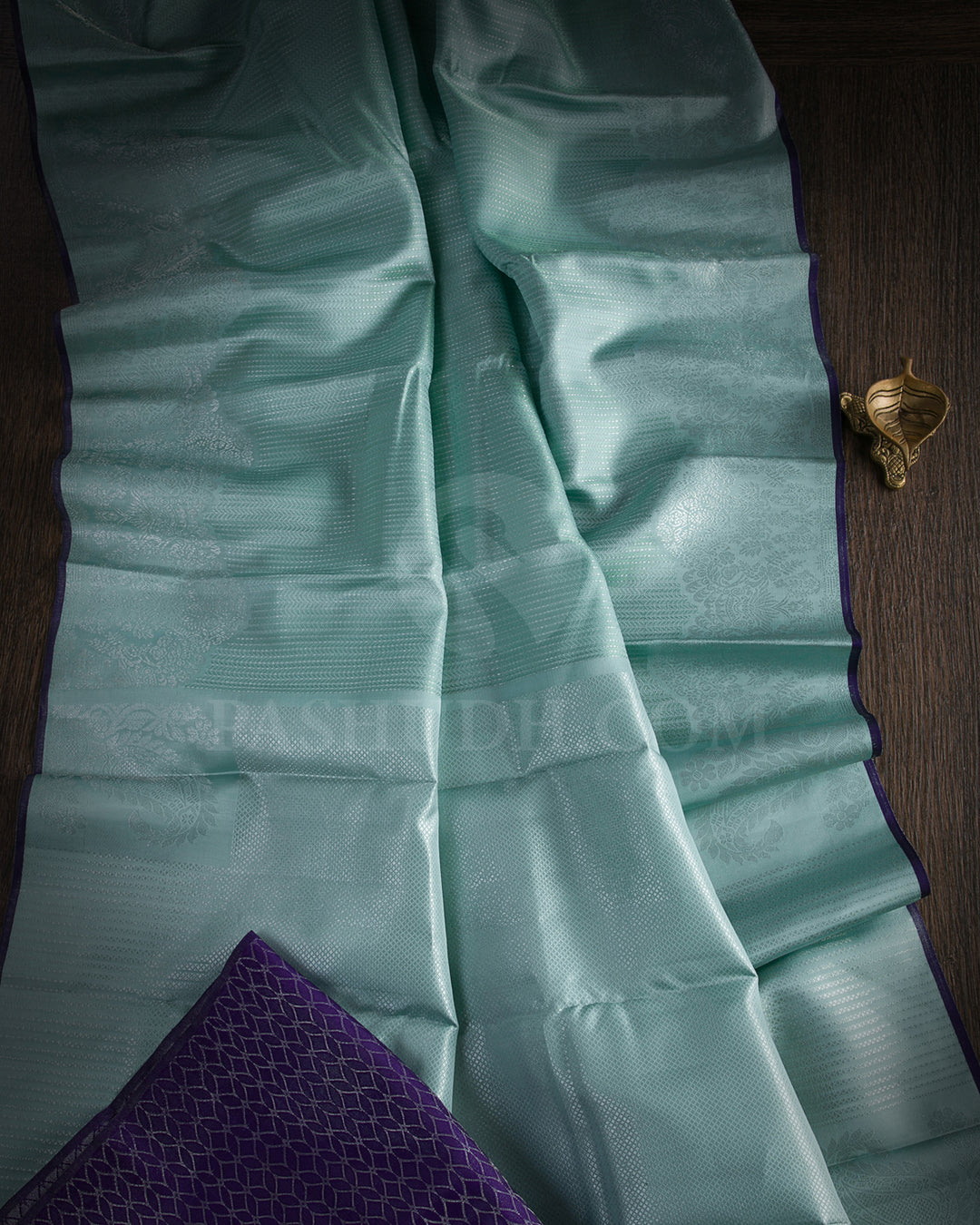 Powder Blue and Dark Purple Kanjivaram Silk Saree - D565(A)