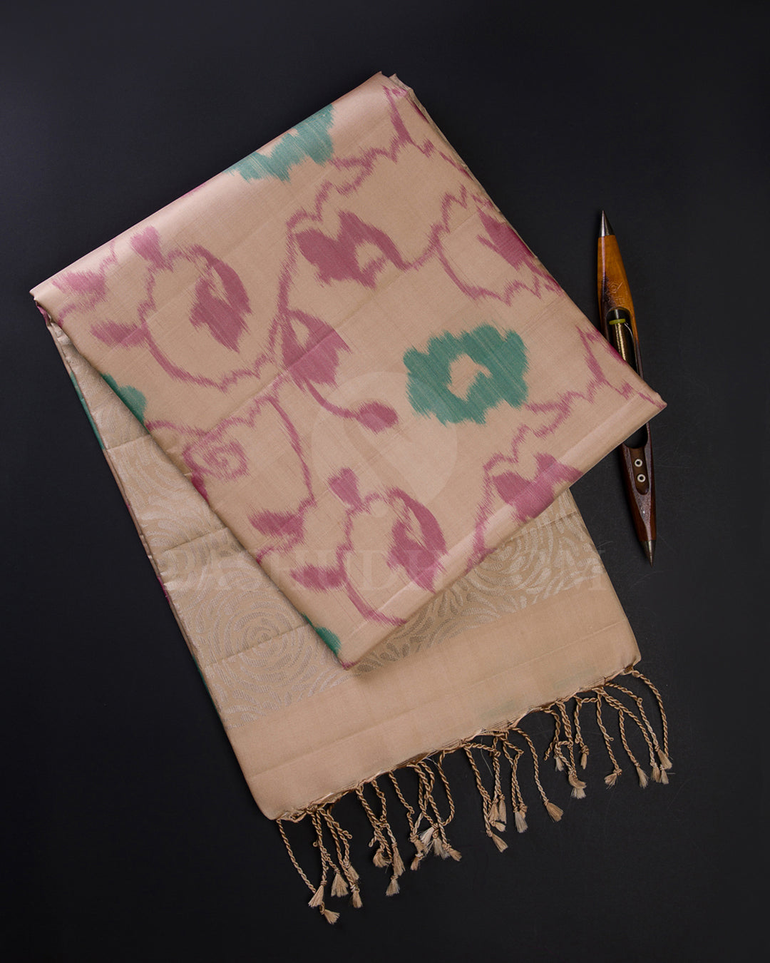 Beige Soft Silk Saree - C33