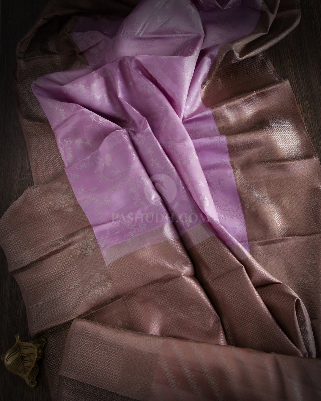 Plum & Chocolate Kanjivaram Silk Saree - D452- View 1