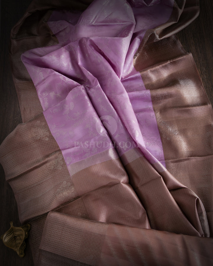 Plum & Chocolate Kanjivaram Silk Saree - D452- View 1