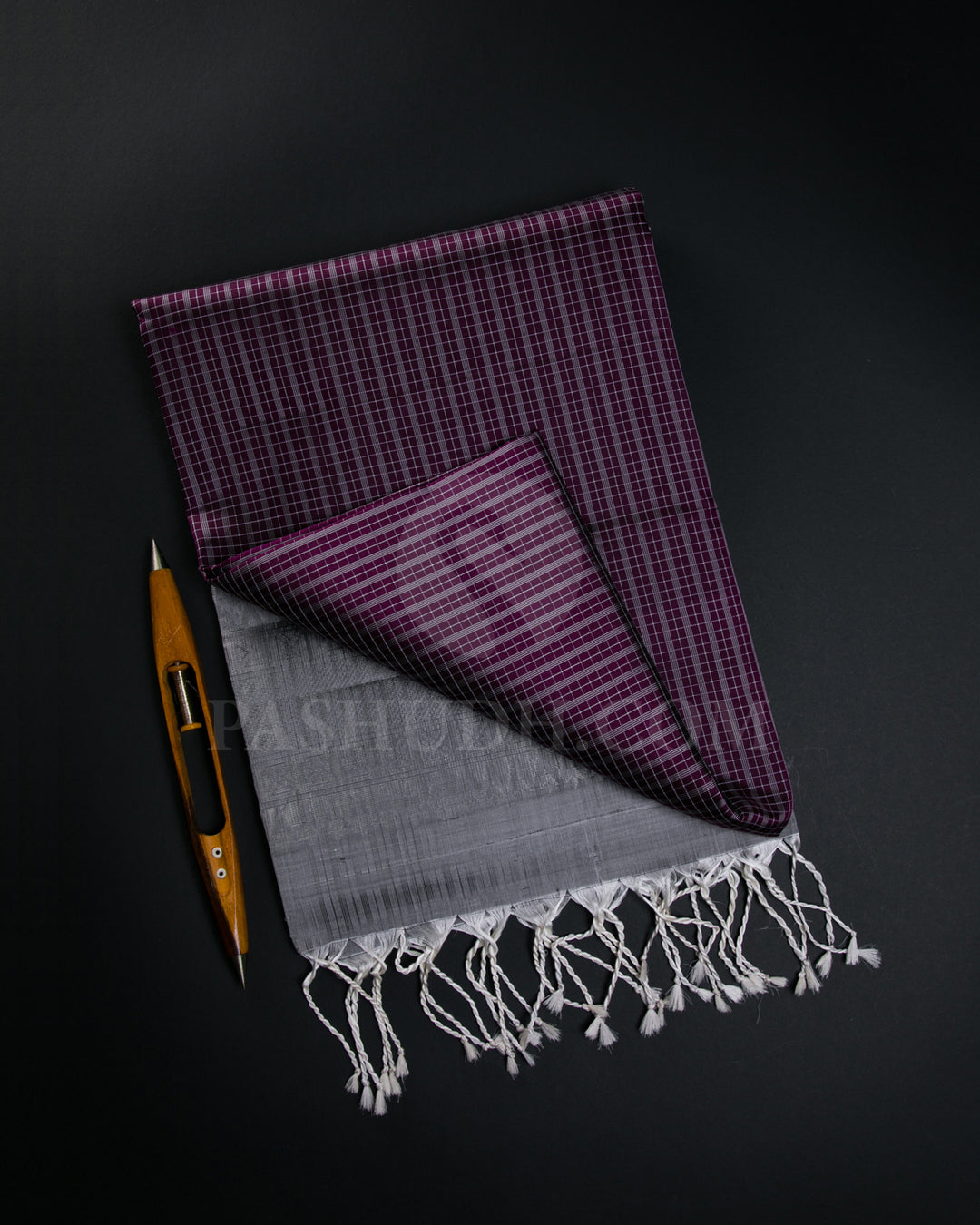 Purple And Steel Grey Soft Silk Saree - C77