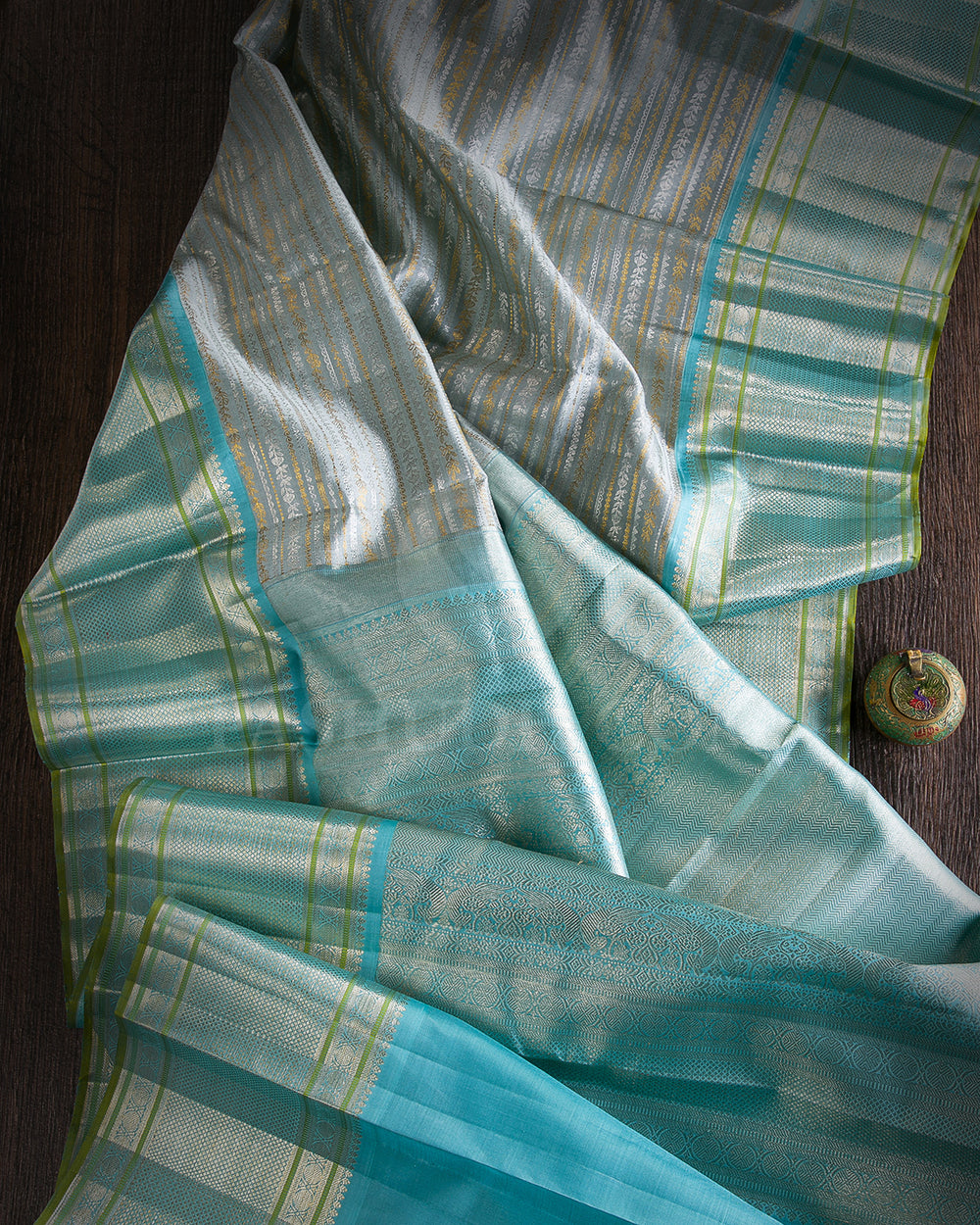 Powder Blue And Sky Blue Kanjivaram Silk Saree - S1016(E)