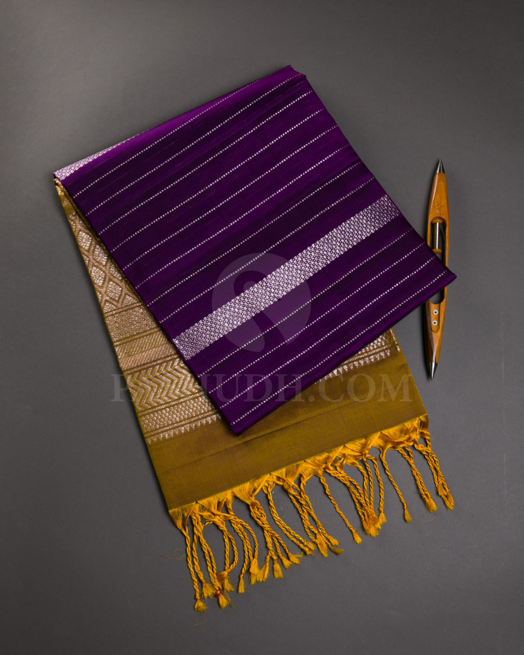 Purple And Mustard Yellow Soft Silk Saree - C63
