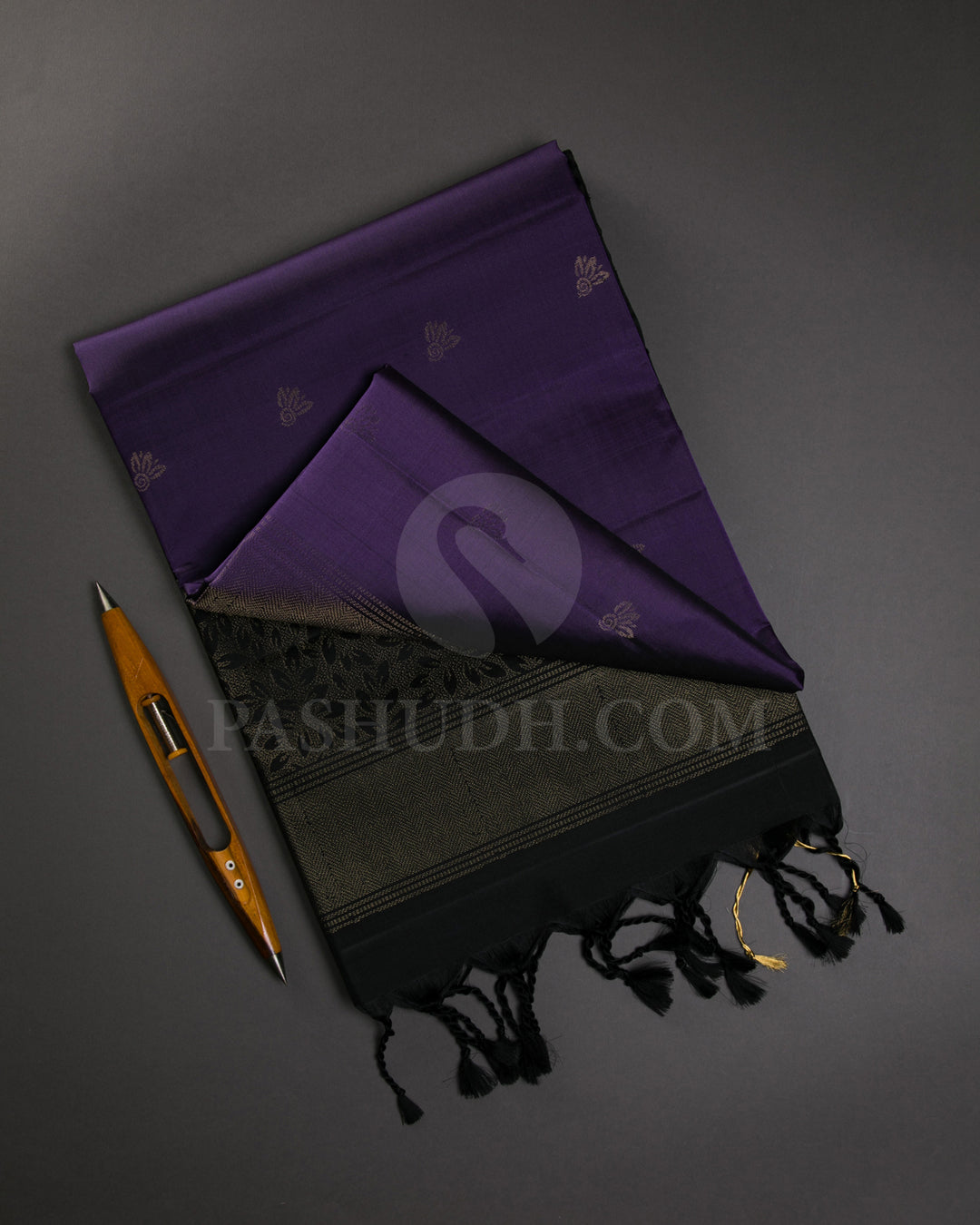 Purple And Black Soft Silk Saree - C54