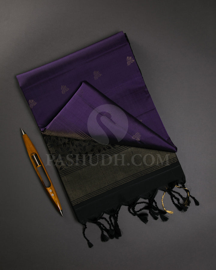 Purple And Black Soft Silk Saree - C54
