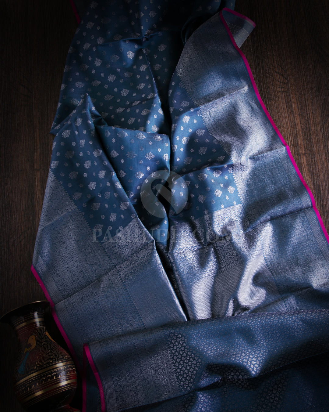 Pigeon Blue Kanjivaram Silk Saree - D475