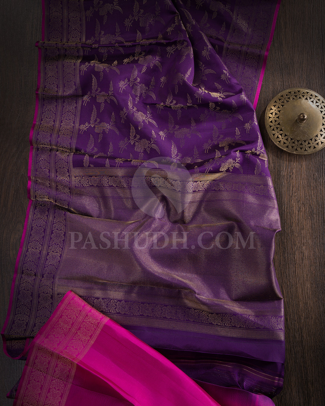 Purple And Rani Pink Kanjivaram Silk Saree - DJ346(B)