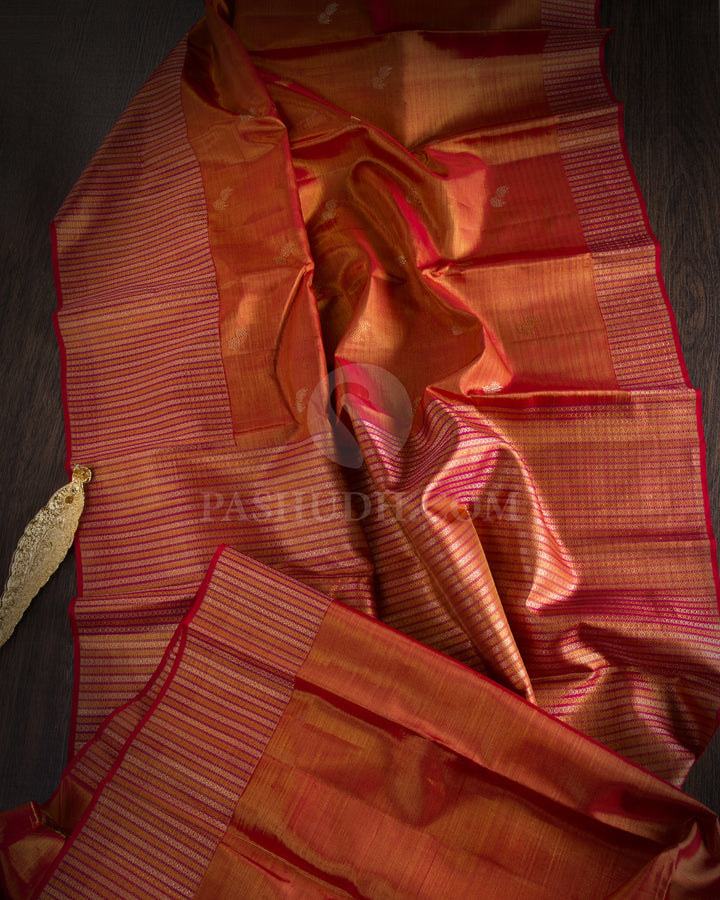 Red Tissue Kanjivaram Silk Saree - S1066(A) - View 1