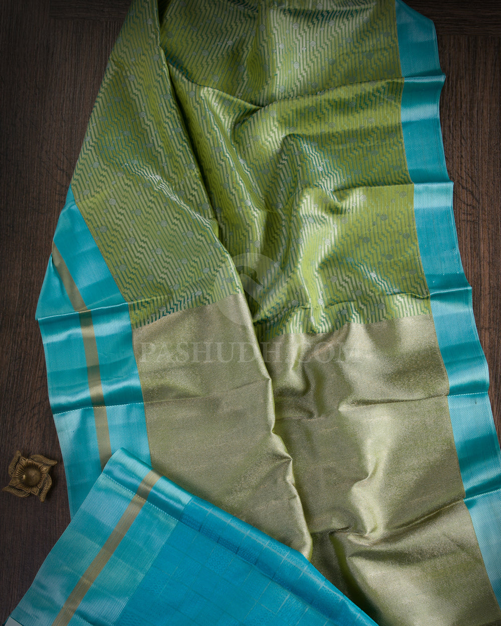 Light Green And Sky Blue Kanjivaram Silk Saree - D536(A)