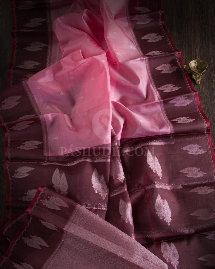 Pink and Brown Kanjivaram Silk Saree - DJ286(A)