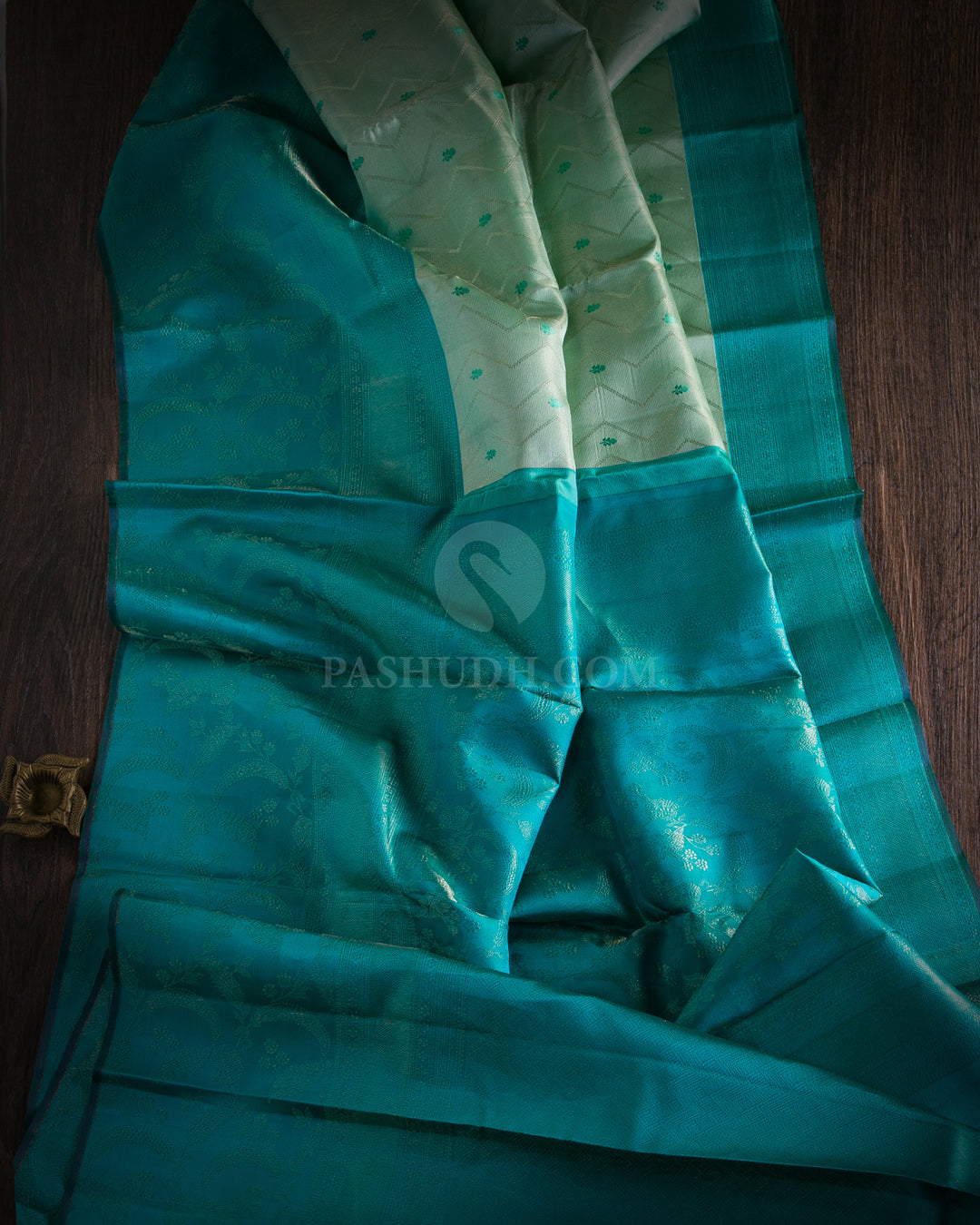 Powder Blue and Turquoise Blue Kanjivaram Silk Saree - DJ258