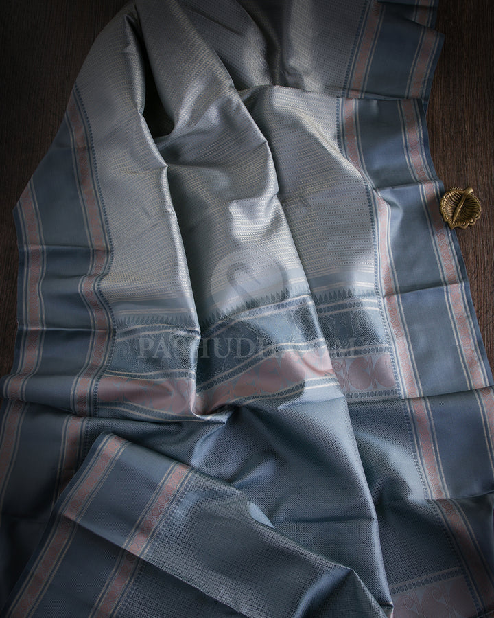 Mild Blue & Grey Kanjivaram Silk Saree - DS1(A)