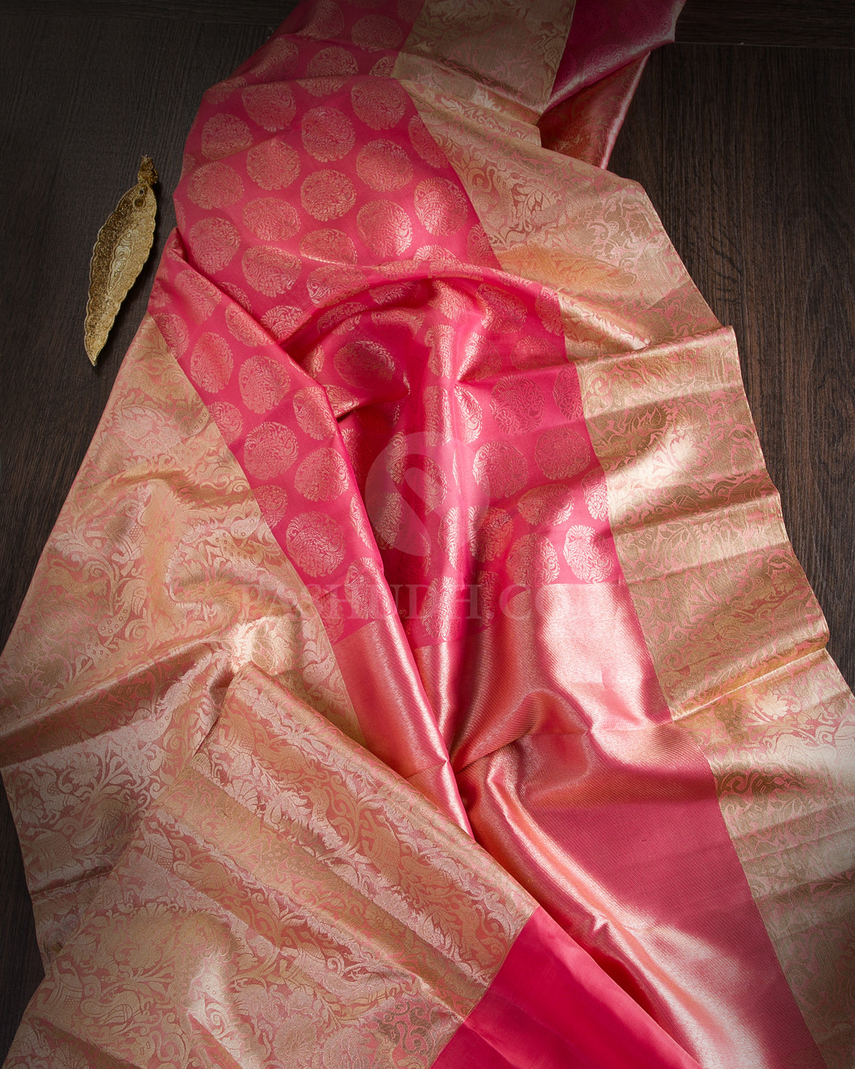 Candy Pink & Peach Pink Kanjivaram Silk Saree - S1102(A) - View 1