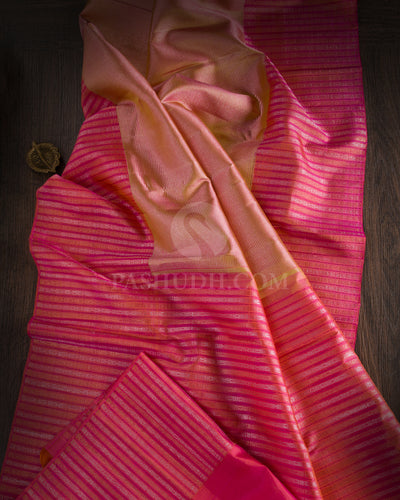 Pink And Peachy Pink Kanjivaram Silk Saree - S1039(B) - View 1
