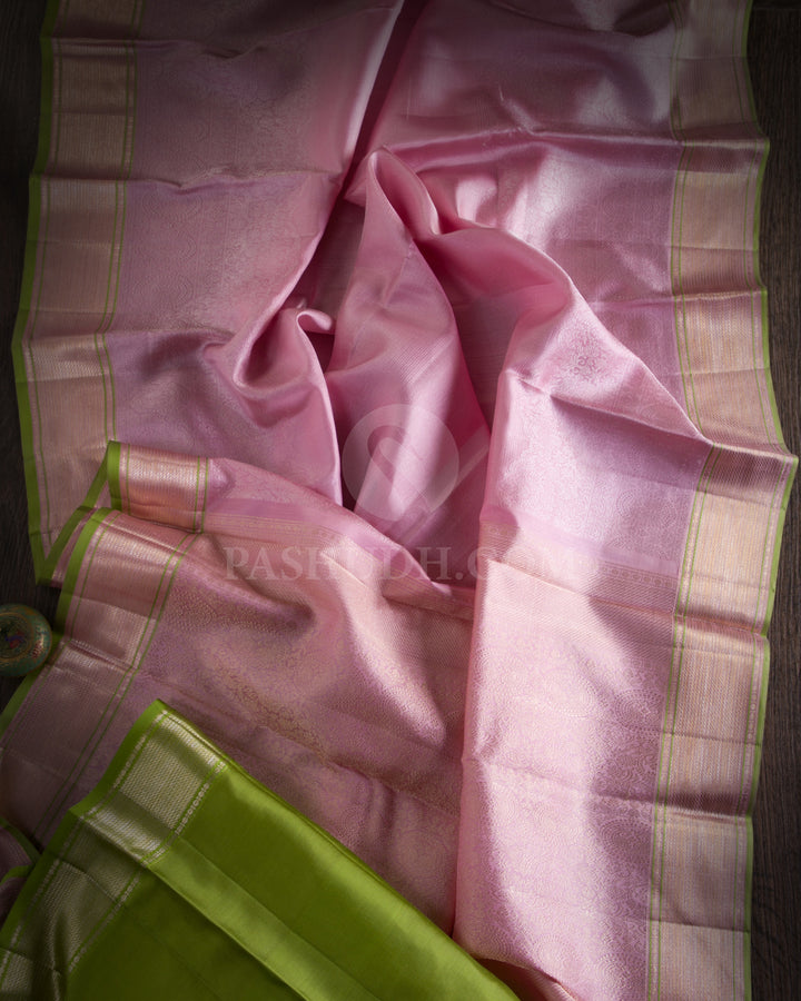 Pink & Parrot Green Kanjivaram Silk Saree - DJ283(A)