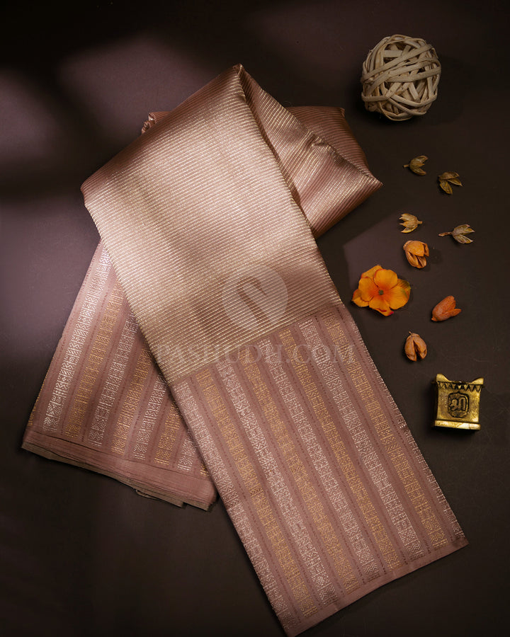 Pink Grey Kanjivaram Silk Saree - S700 - View 1