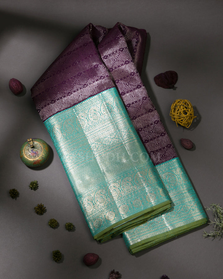 Purple & Sky Blue Kanjivaram Silk Saree - S1047(A)