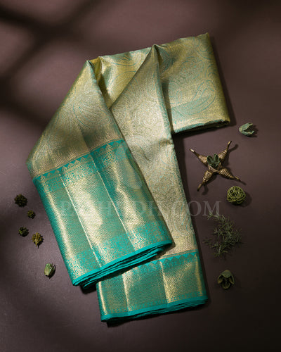 Turquoise Tissue kanjivaram Silk Saree - S1049(C)