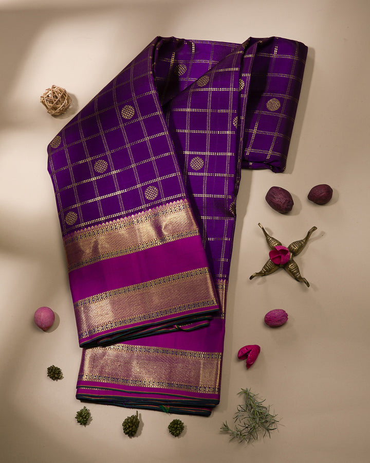 Purple And Magenta Kanjivaram Silk Saree - KB2