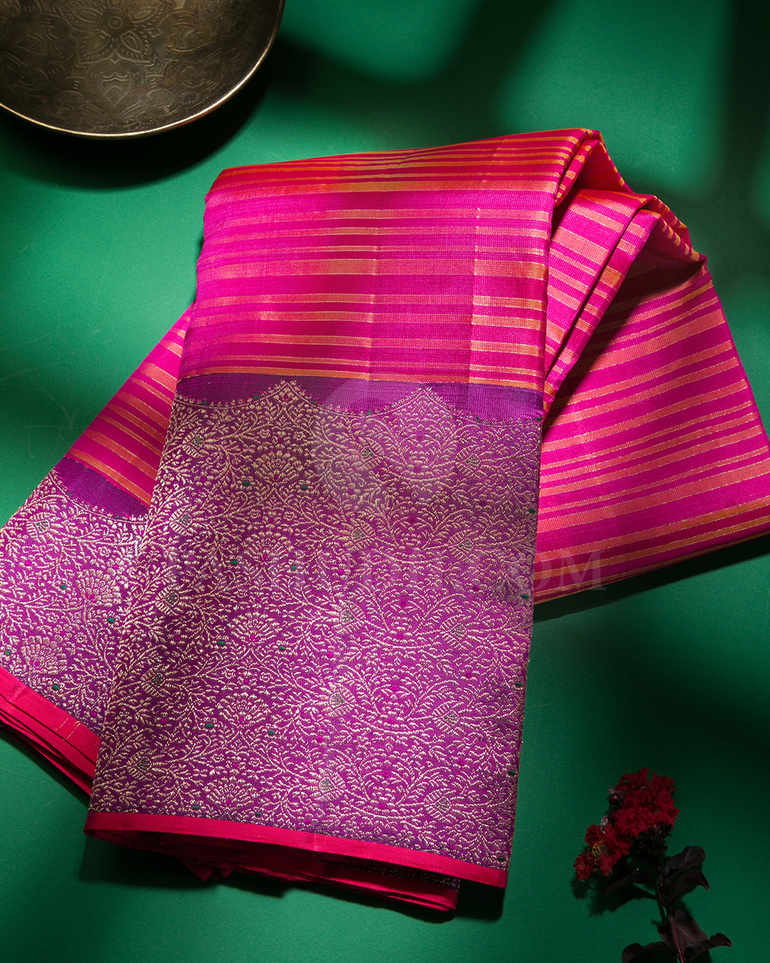 Pink, Orange And Violet Kanjivaram Silk Saree - S1176(A)