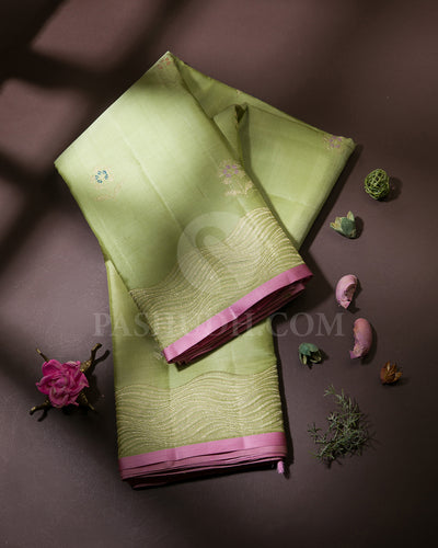 Light Green and Pink Kanjivaram Silk Saree - S1061(C)