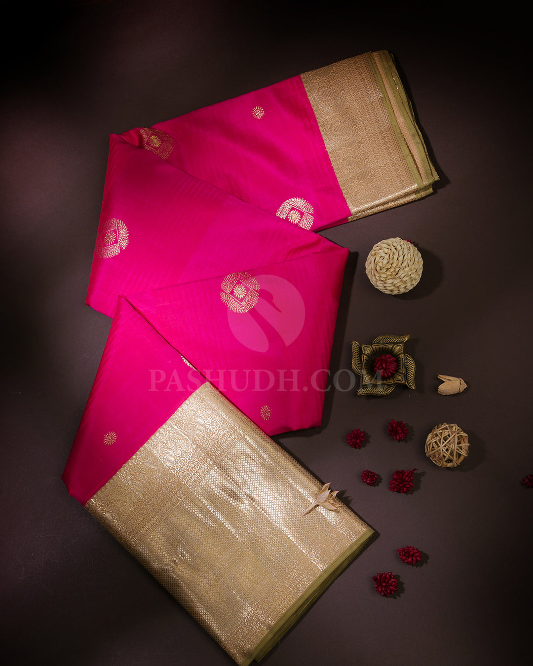 Pink & Beige Kanjivaram Silk Saree - S899