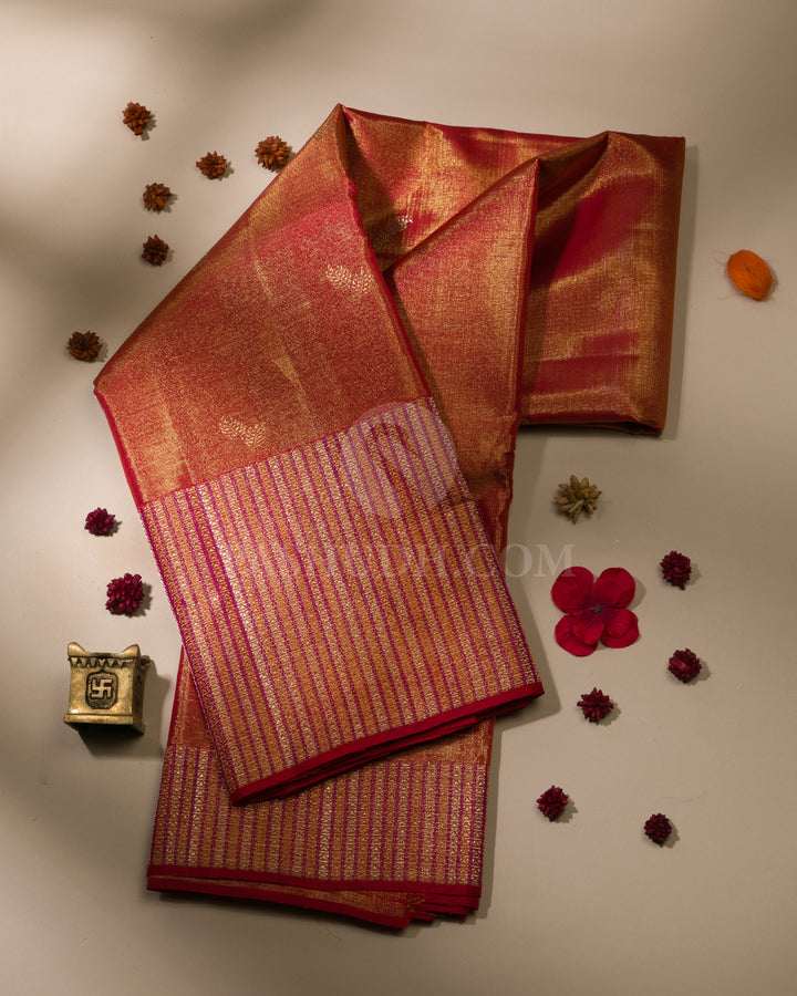 Red Tissue Kanjivaram Silk Saree - S1066(A)