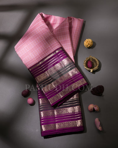 Mild Pink And Violet Kanjivaram Silk Saree - S1177(A)